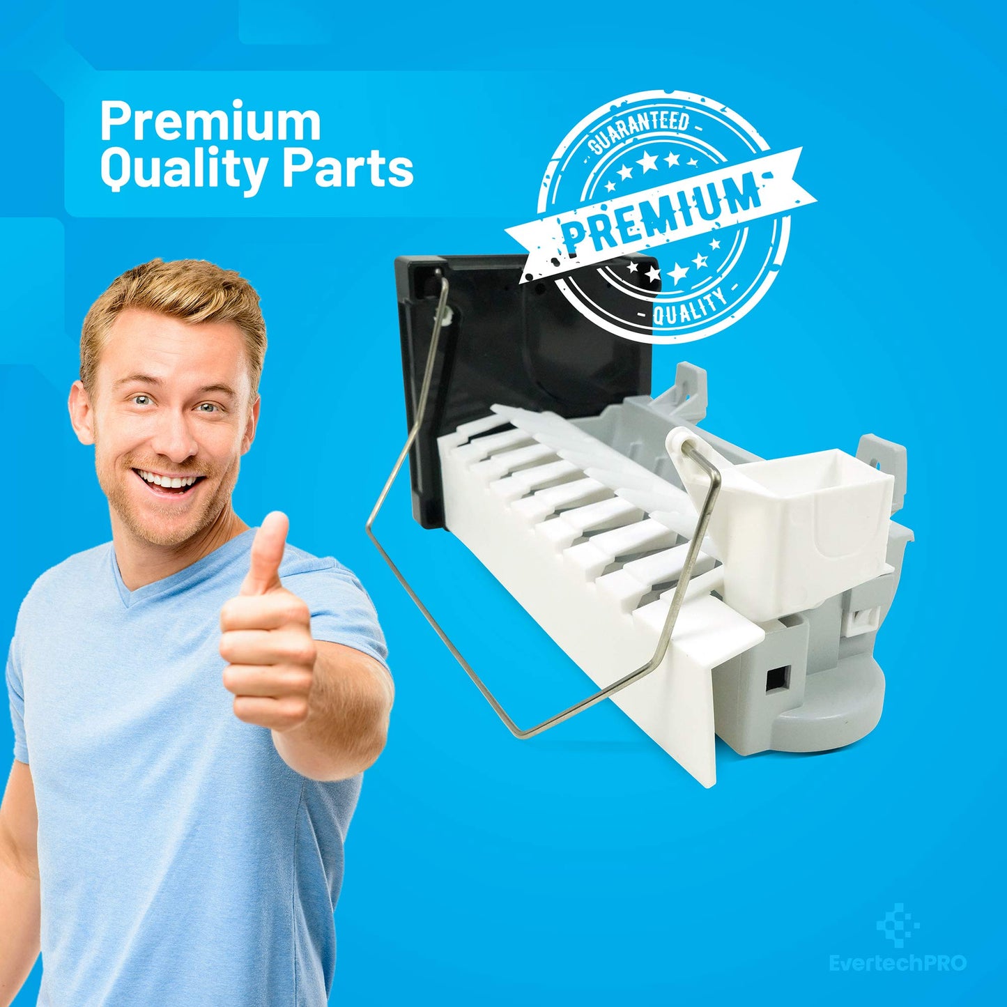 EvertechPRO 1110702A Ice Maker Replacement for Whirlpool Refrigerator D7824706Q D7567105 D7567105A