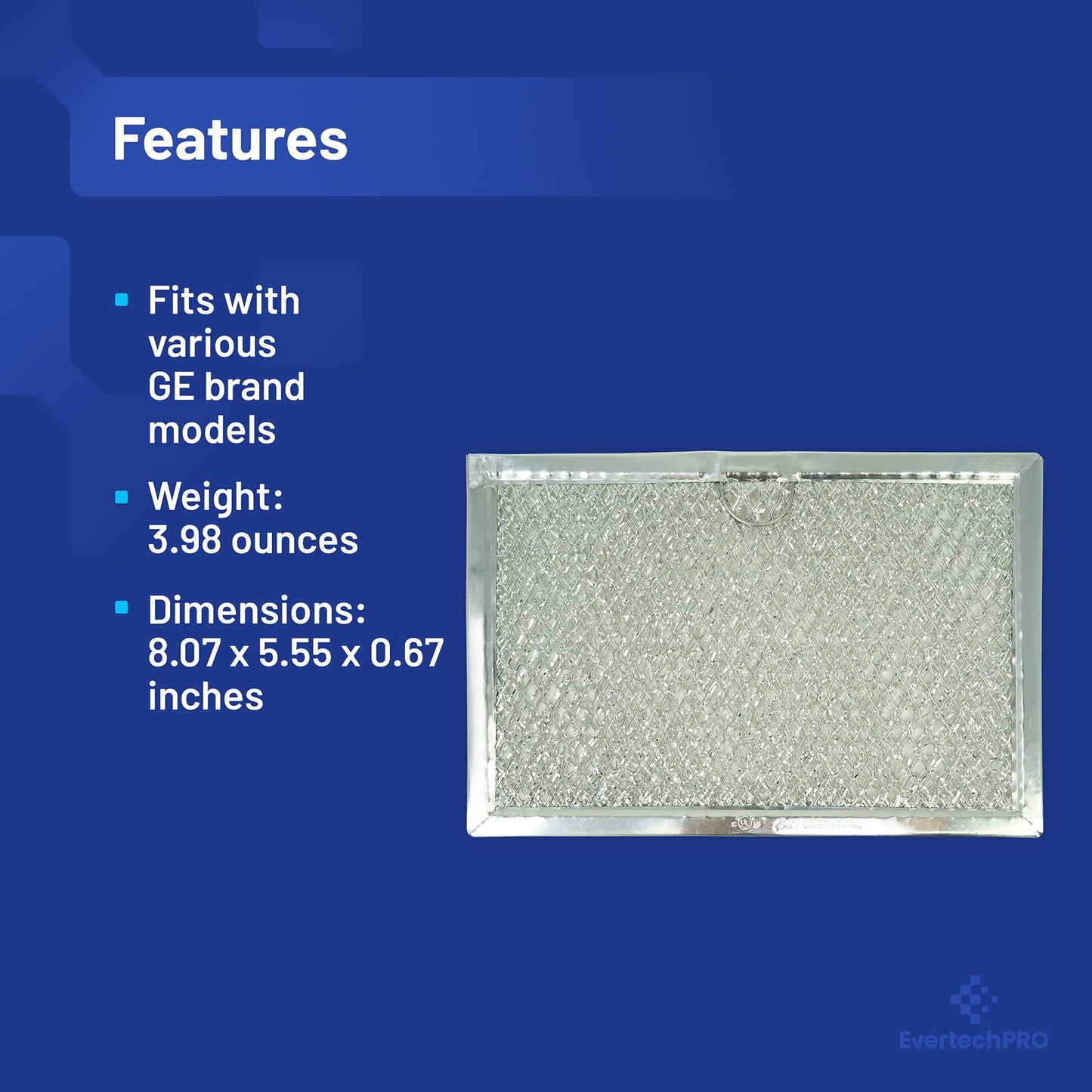 EvertechPRO 2 Pack Microwave Grease Filters Replacement for GE WB06X10608 (AP3883312) 1166430 AH1022452 EA1022452