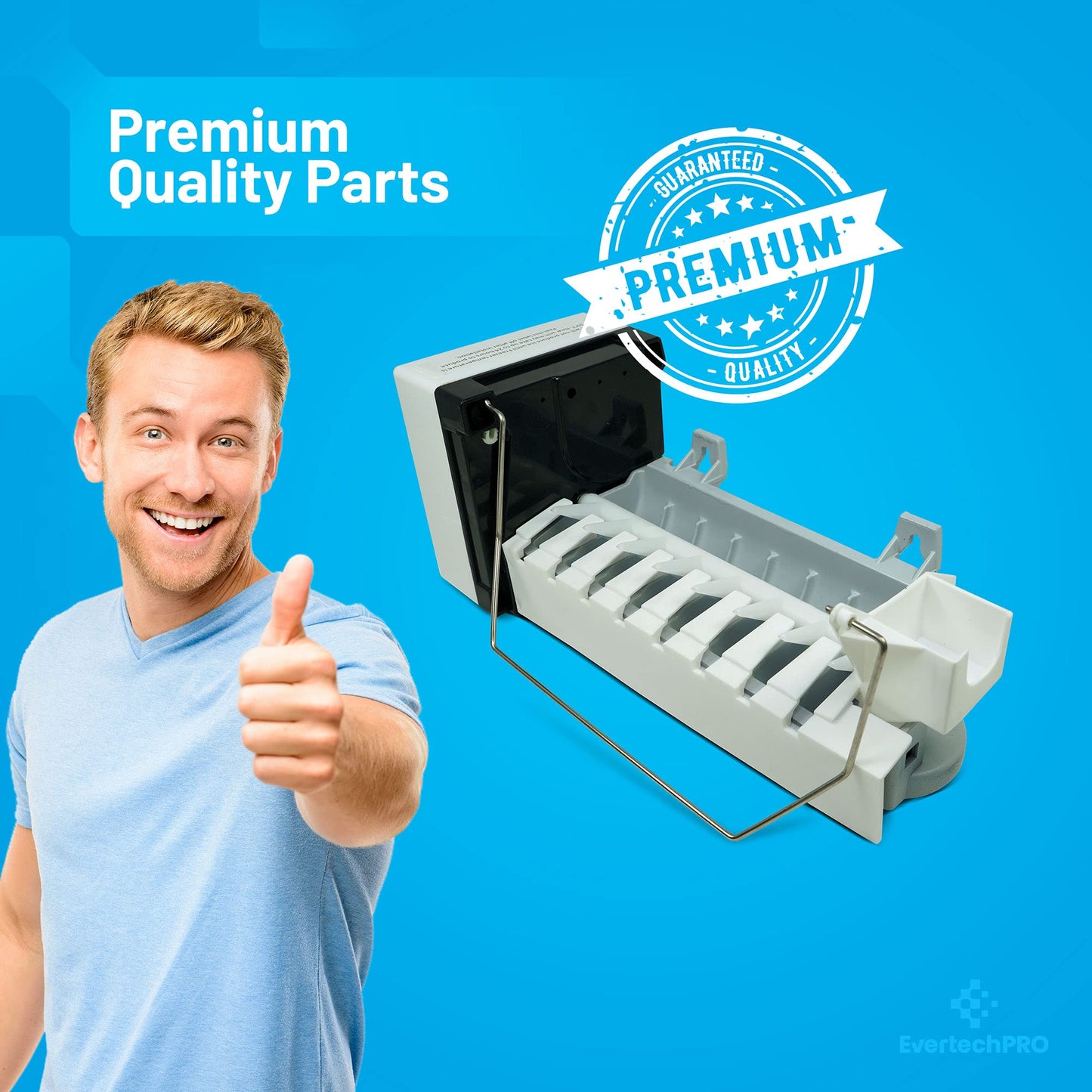 EvertechPRO 5304458371 Replacement Icemaker Replacement for Frigidaire Refrigerator 240352409 240352407 240352411 1198681